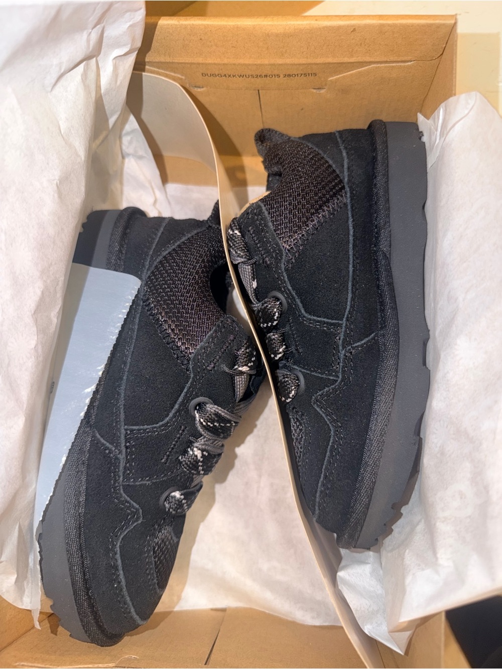 UGG kids Black Suede & Mesh Low-Top Sneakers
